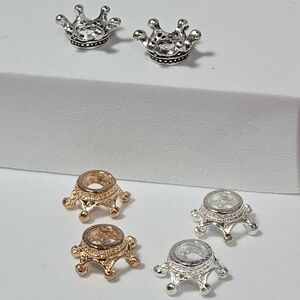 6pcs - Crown Spacer Beads Mixed Metal Charm Bracelet Set DIY Jewelry Gold Tiara